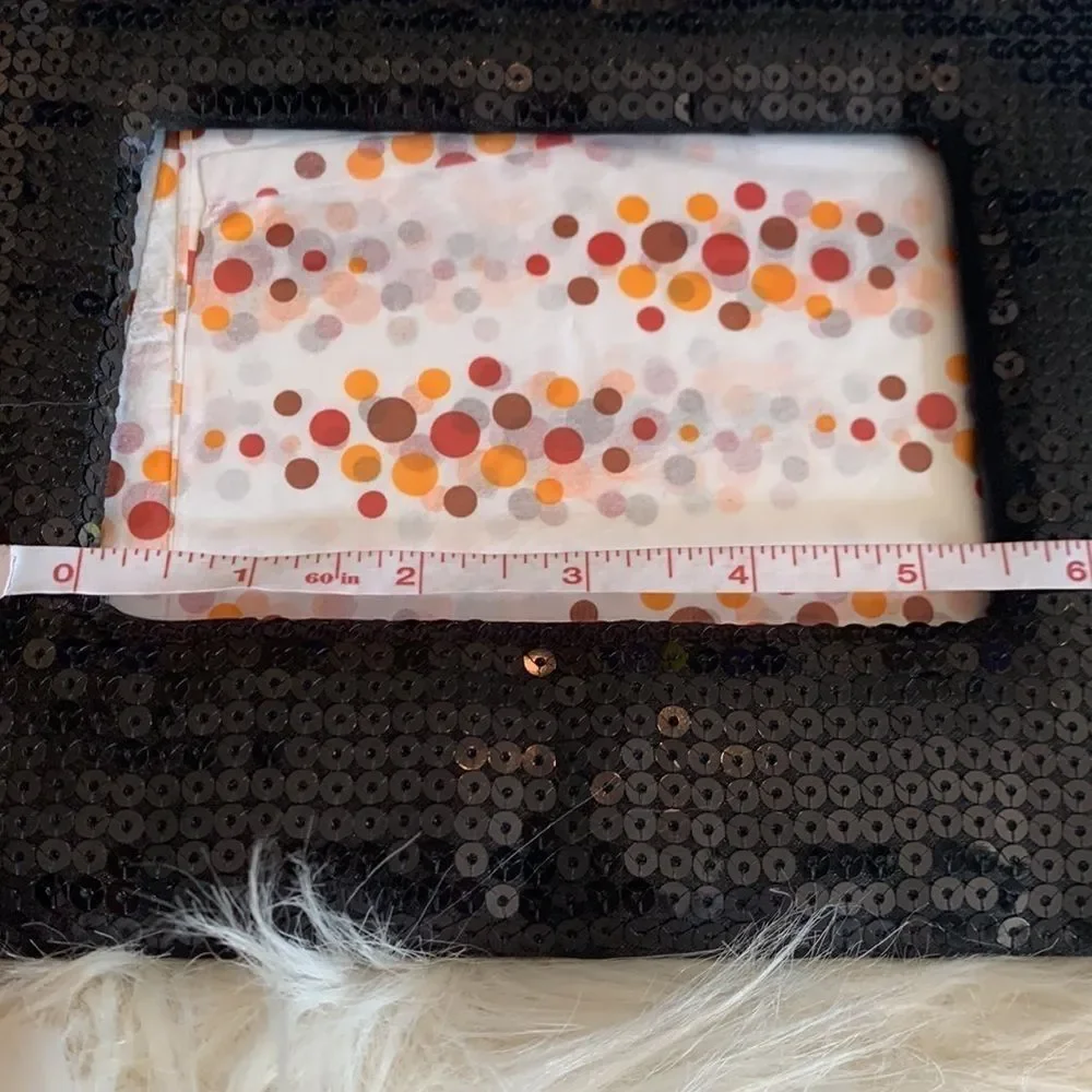 Black Cushioned Sequined Tabletop Picture Frame EUC